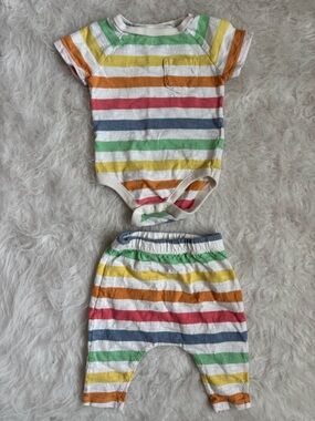 Old Navy Rainbow Striped Baby Outfit